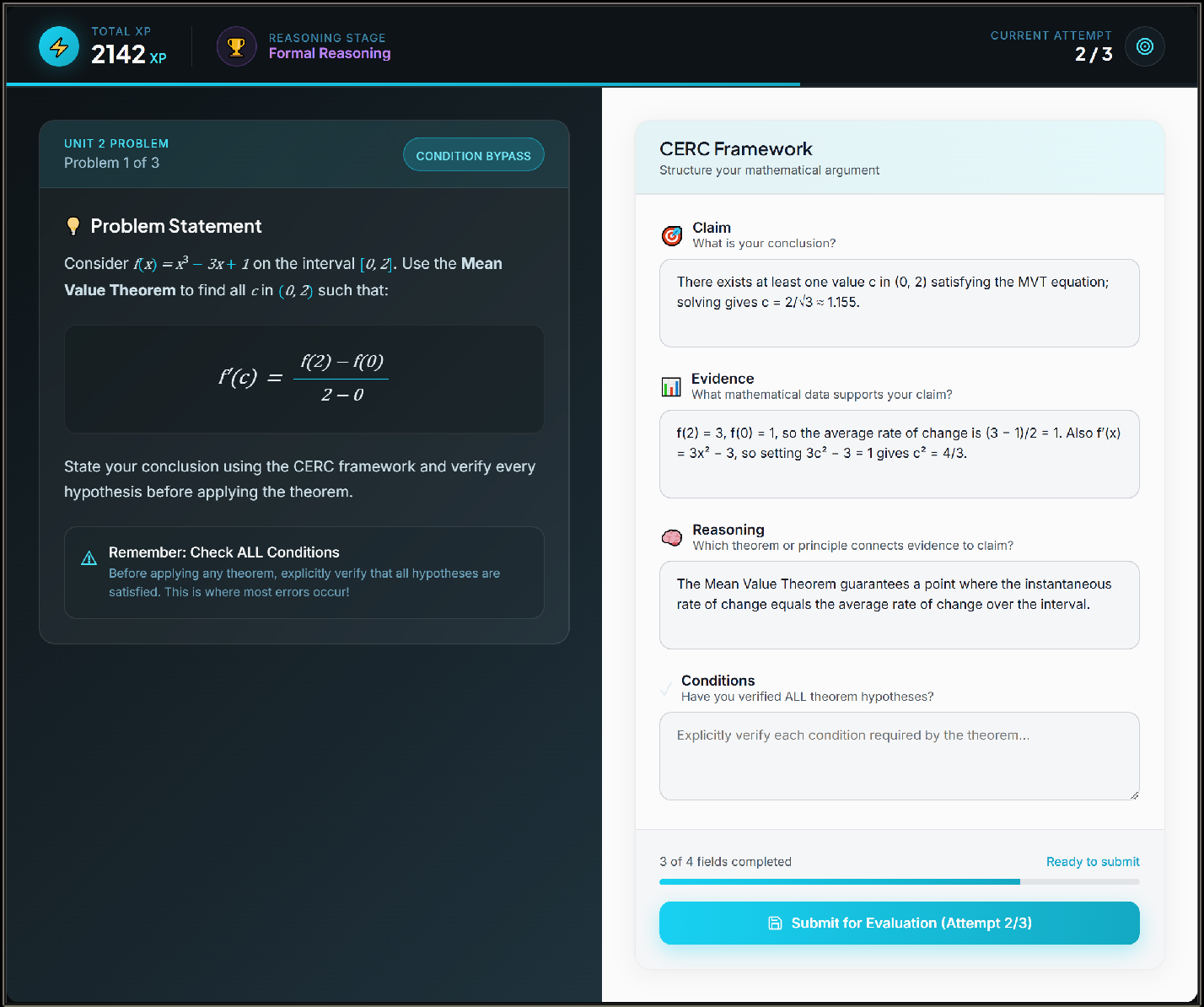 AP Math Justification Trainer screenshot