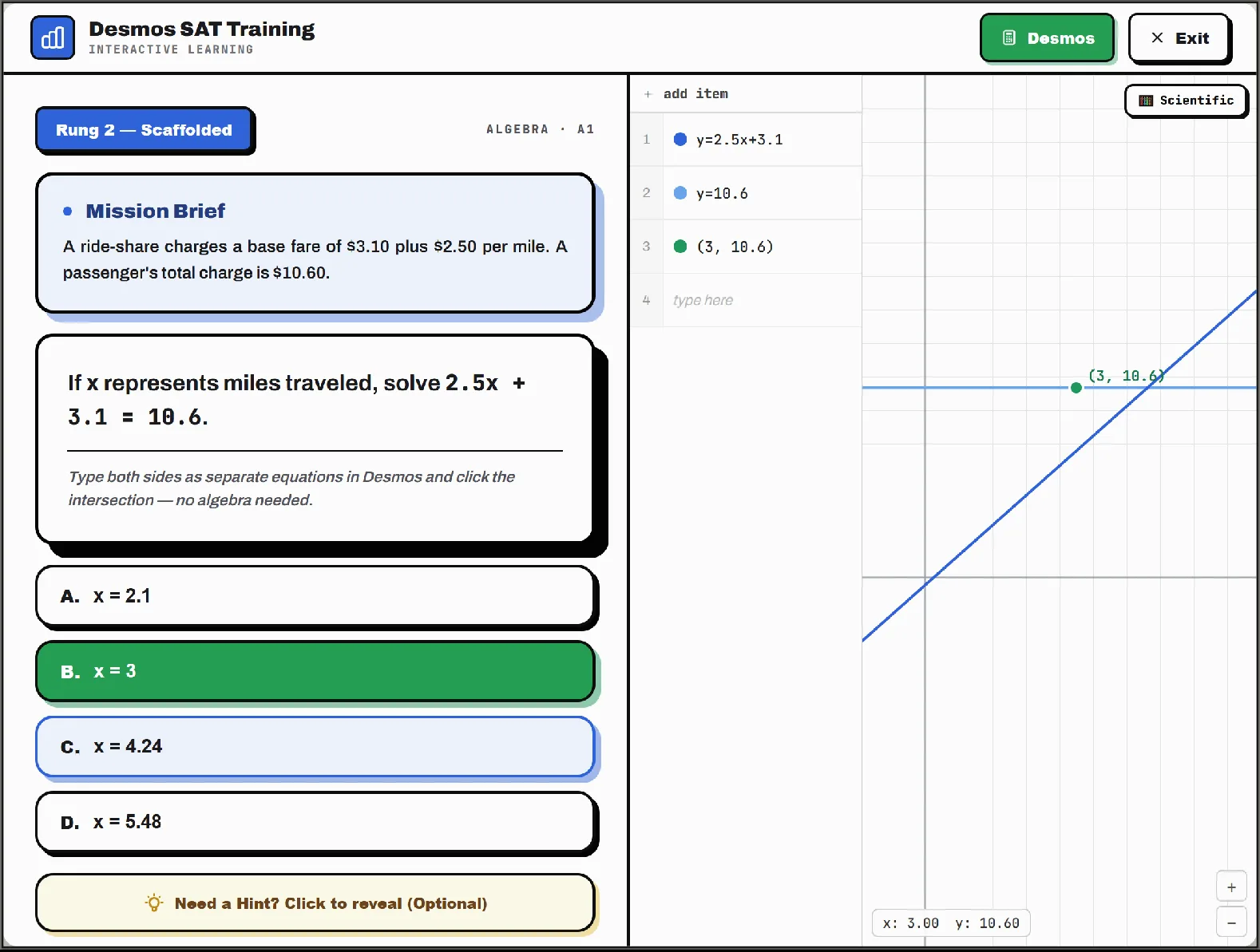 Desmos SAT Training Platform